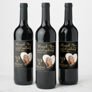 Étiquette Pour Bouteilles De Vin 50 et Fabulous Photo Black and Gold Birthday