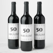 Étiquette Pour Bouteilles De Vin 50 & Fabuleuse Typographie Argent Noir (Bouteilles)