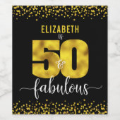 Étiquette Pour Bouteilles De Vin 50 fabuleux anniversaire noir glam points modernes (Étiquettes simples)