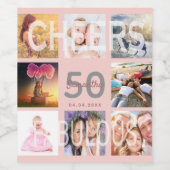 Étiquette Pour Bouteilles De Vin 50 fabuleux anniversaire photo collage or rose (Étiquettes simples)