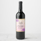 Étiquette Pour Bouteilles De Vin 50 fabuleux fleurons de violet rose en or (Devant)