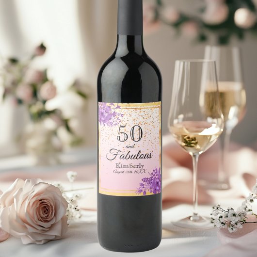 Étiquette Pour Bouteilles De Vin 50 fabuleux fleurons de violet rose en or