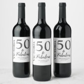 Étiquette Pour Bouteilles De Vin "50 & Fabuleux" Gris Texte moderne (Bouteilles)