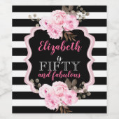 Étiquette Pour Bouteilles De Vin 50 & Fabuleux rose floral noir bande (Étiquettes simples)
