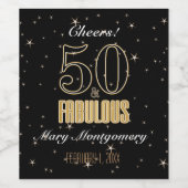 Étiquette Pour Bouteilles De Vin 50 & Fabulous Black Gold Typographie 50e anniversa (Étiquettes simples)