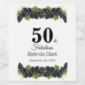 Étiquette Pour Bouteilles De Vin 50e anniversaire avec des raisins pourpres (Étiquettes simples)