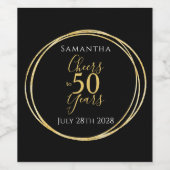 Étiquette Pour Bouteilles De Vin 50e anniversaire Black Gold encourage à la fête de (Étiquettes simples)