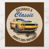 Étiquette Pour Bouteilles De Vin 50e Anniversaire Classic Yellow Muscle Car (Étiquettes simples)