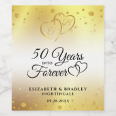 Étiquette Pour Bouteilles De Vin 50e Anniversaire Coeurs d'or 50 ans en jamais (Étiquettes simples)