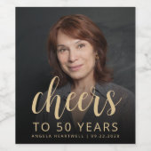Étiquette Pour Bouteilles De Vin 50e anniversaire de fête Photo Cheers (Étiquettes simples)