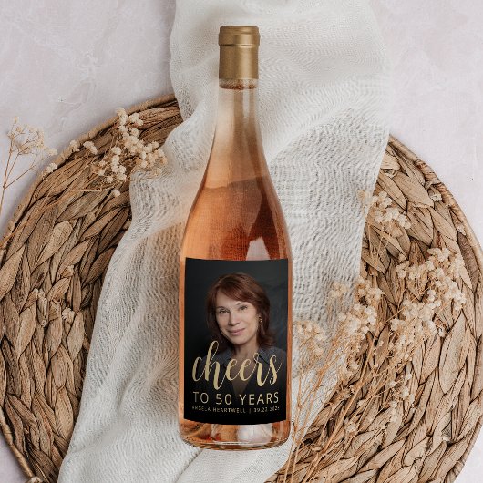 Étiquette Pour Bouteilles De Vin 50e anniversaire de fête Photo Cheers