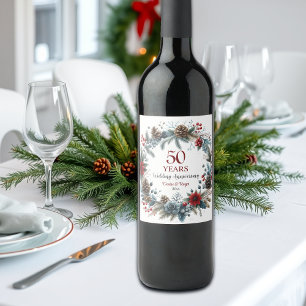 Étiquette Pour Bouteilles De Vin 50e anniversaire de Mariage d'or Elégant hiver