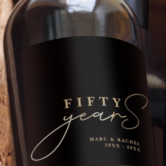 Étiquette Pour Bouteilles De Vin 50e anniversaire de Mariage Gold Black Gift