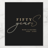 Étiquette Pour Bouteilles De Vin 50e anniversaire de Mariage Gold Black Gift (Étiquettes simples)