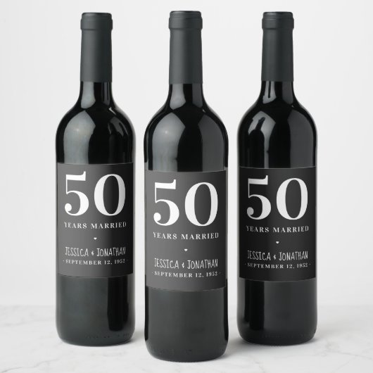 Étiquette Pour Bouteilles De Vin 50e anniversaire de Mariage Simple et Classique (Bouteilles)