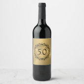 Étiquette Pour Bouteilles De Vin 50e anniversaire du mariage dentelle noire et or (Devant)