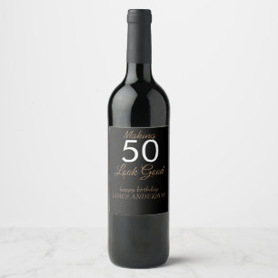 Étiquette Pour Bouteilles De Vin 50e anniversaire fête mariage étiquette vin