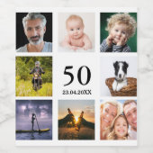 Étiquette Pour Bouteilles De Vin 50e anniversaire fête photo collage mec (Étiquettes simples)