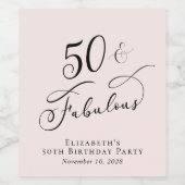 Étiquette Pour Bouteilles De Vin 50e anniversaire fête rose (Étiquettes simples)