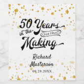 Étiquette Pour Bouteilles De Vin 50e Anniversaire Noir Confetti Retro Script (Étiquettes simples)