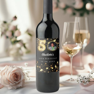 Étiquette Pour Bouteilles De Vin 50e anniversaire noir étoiles d'or photo