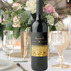 Étiquette Pour Bouteilles De Vin 50e anniversaire noir or arc nom