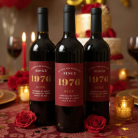 50e anniversaire Nom 1976 Rouge or élégant chic