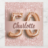 Étiquette Pour Bouteilles De Vin 50e anniversaire rose or parties scintillant monog (Étiquettes simples)