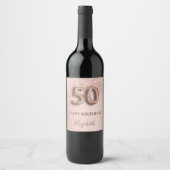 Étiquette Pour Bouteilles De Vin 50e anniversaire rose or parties scintillant rose  (Devant)