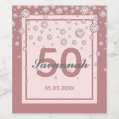Étiquette Pour Bouteilles De Vin 50e anniversaire rose or rose brillant nom (Étiquettes simples)