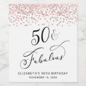 Étiquette Pour Bouteilles De Vin 50e anniversaire Rose Parties scintillant d'or (Étiquettes simples)