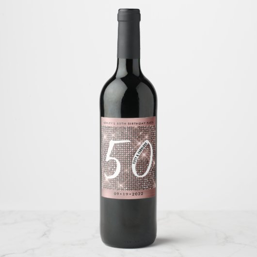 Étiquette Pour Bouteilles De Vin 50e Joyeux Anniversaire Chic tendance (Devant)
