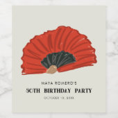 Étiquette Pour Bouteilles De Vin 50ème Fan Flamenco Rouge (Étiquettes simples)