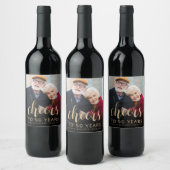 Étiquette Pour Bouteilles De Vin 50th Anniversary Party Photo Cheers Gold Script (Bouteilles)