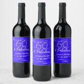 Étiquette Pour Bouteilles De Vin 60 & fabuleux anniversaire bleu argent ajouter nom (Bouteilles)