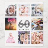 Étiquette Pour Bouteilles De Vin 60 fabuleux anniversaire photo collage blanc (Étiquettes simples)