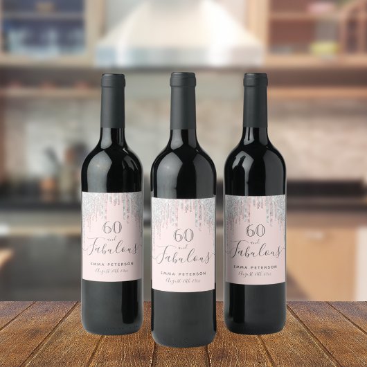 Étiquette Pour Bouteilles De Vin 60 fabuleux anniversaire rose or parties scintilla