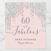 Étiquette Pour Bouteilles De Vin 60 fabuleux anniversaire rose or parties scintilla (Étiquettes simples)