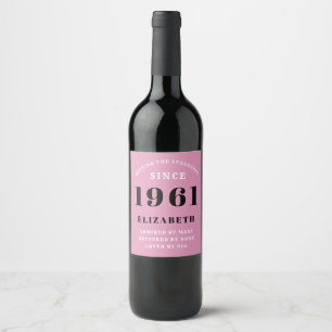 Étiquette Pour Bouteilles De Vin 60e anniversaire 1961 Personnalisée de la dame noi