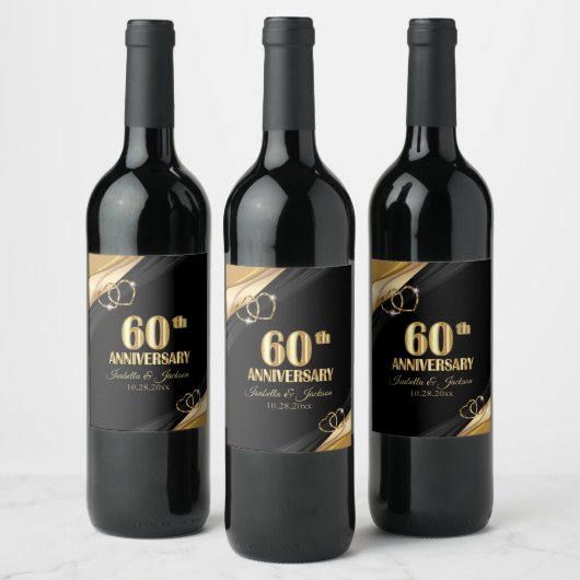 Étiquette Pour Bouteilles De Vin 60e anniversaire d'or (Bouteilles)