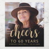 Étiquette Pour Bouteilles De Vin 60e anniversaire fête de la photo (Étiquettes simples)