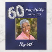 Étiquette Pour Bouteilles De Vin 60e anniversaire marine photo bleue (Étiquettes simples)