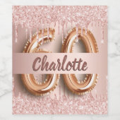 Étiquette Pour Bouteilles De Vin 60e anniversaire rose or parties scintillant monog (Étiquettes simples)