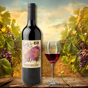 Étiquette Pour Bouteilles De Vin 60e anniversaire Vintage Étiquette à vin personnal