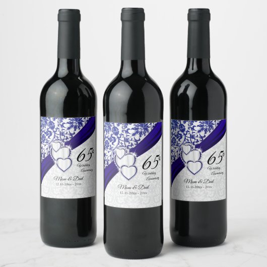 Étiquette Pour Bouteilles De Vin 65e anniversaire du Mariage Sapphire (Bouteilles)