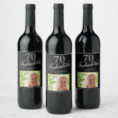 Étiquette Pour Bouteilles De Vin 70 and Fabulous Elegant Script Photo 70th Birthday (Bouteilles)