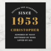 Étiquette Pour Bouteilles De Vin 70e anniversaire 1953 Black Gold Retro Personnalis (Étiquettes simples)