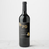 Étiquette Pour Bouteilles De Vin 70e anniversaire animal léopard d'or noir (Devant)