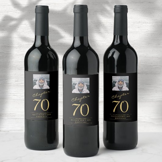 Étiquette Pour Bouteilles De Vin 70e anniversaire Black Gold Photo