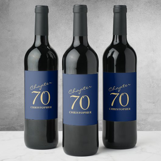 Étiquette Pour Bouteilles De Vin 70e anniversaire Blue Gold